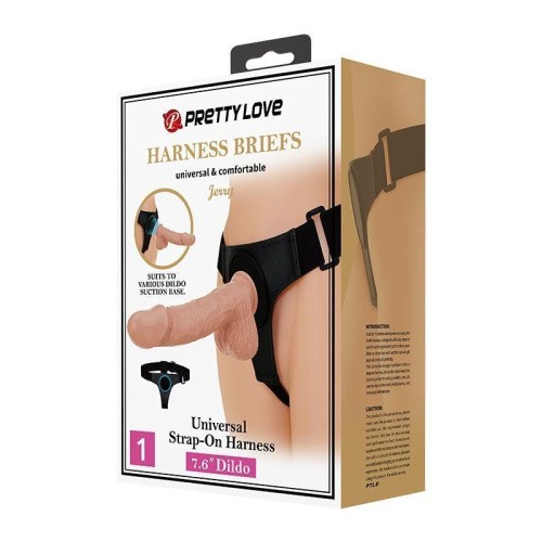 Pretty Love - Harness Briefs Jerry 7.6" Dildo - Страпон с креплением, 15.5х4.6 см (телесный) - sex-shop.ua